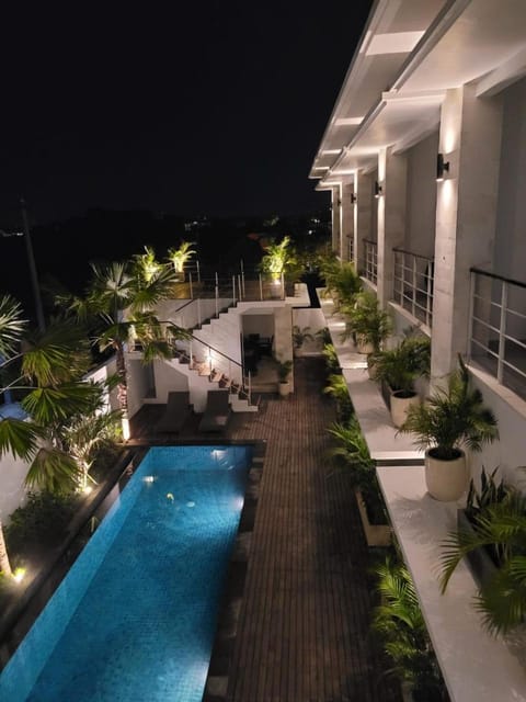 Night, Garden, View (from property/room), Swimming pool