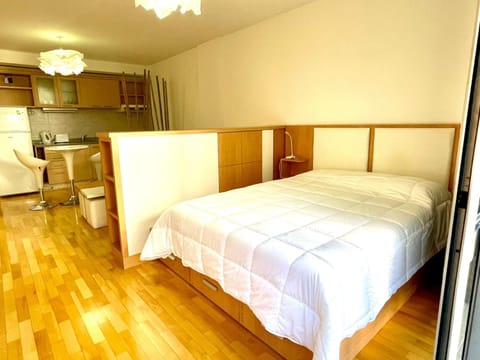 Bed, Kitchen or kitchenette, Photo of the whole room, Bedroom, Area and facilities, internet, locker, oven, pet friendly, stove, toaster, towels, wardrobe, kitchen