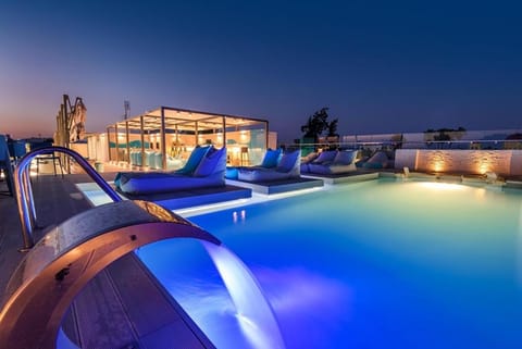 Night, Pool view, Swimming pool