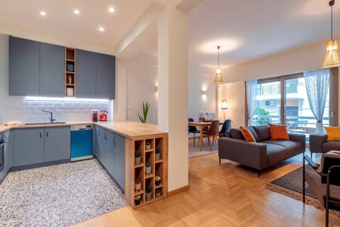 Kitchen or kitchenette, Living room, Seating area