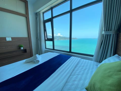 Bed, Natural landscape, Beach, Bedroom, Sea view