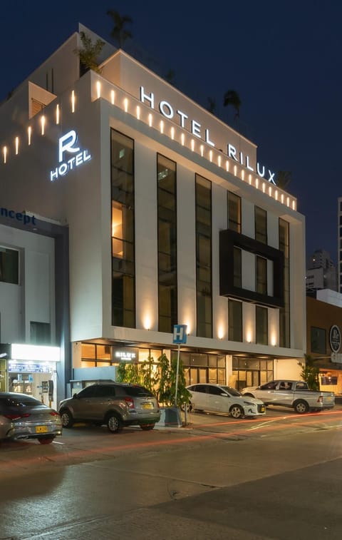 Property building, Facade/entrance, Night, Parking