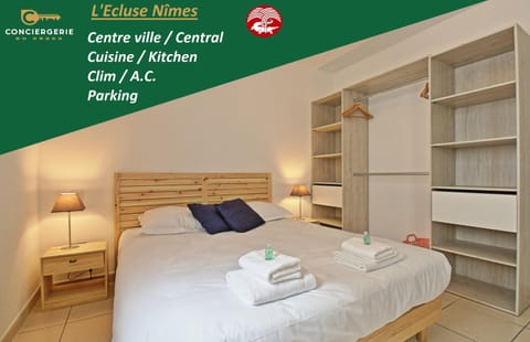 Bed, Photo of the whole room, Bedroom, towels, wardrobe