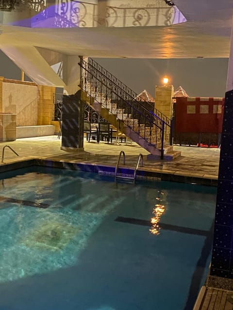 Night, Pool view, Swimming pool, Swimming pool