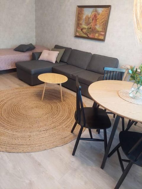 Bed, Living room, Seating area, Dining area