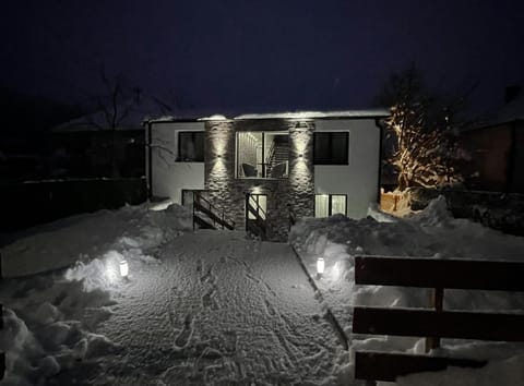 Property building, Night, Winter
