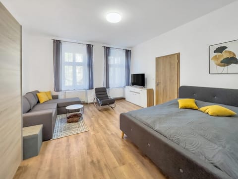 Bed, TV and multimedia, Living room, Photo of the whole room, Seating area, Bedroom