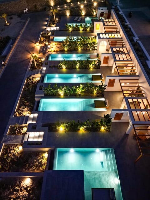 Property building, Night, Pool view, Swimming pool