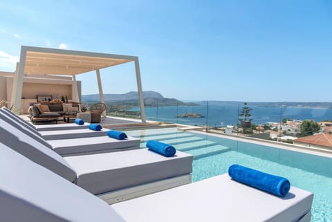 Patio, View (from property/room), Pool view, Sea view, Swimming pool, sunbed