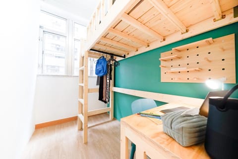 bunk bed, wardrobe