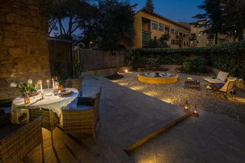 Property building, Night, Garden, Dining area, Garden view
