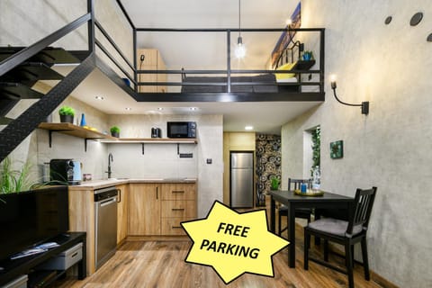 Kitchen or kitchenette, Dining area, Bedroom, dishwasher