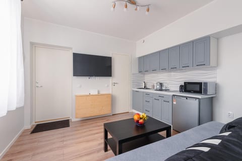 TV and multimedia, Kitchen or kitchenette, Living room, Photo of the whole room, stove