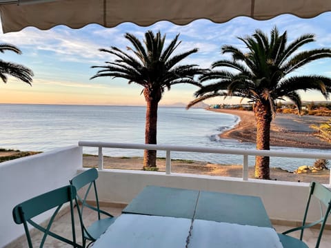 View (from property/room), Balcony/Terrace, Seating area, Dining area, Beach, Sea view
