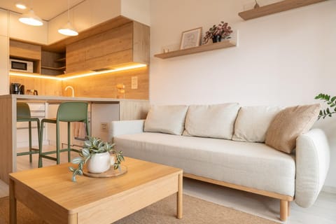 Living room, kitchen