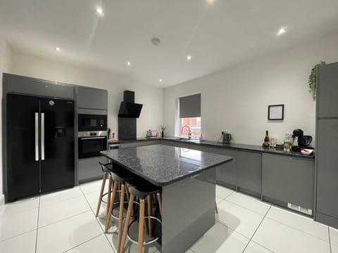 Dining area, dishwasher, microwave, oven, kitchen