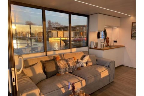 Hausboot Fjord HAVEN mit Biosauna in Barth Docked boat in Mecklenburg-Vorpommern, Germany