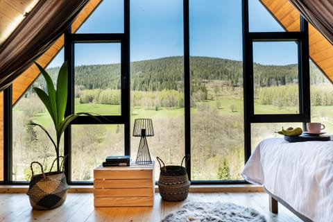 Bed, Natural landscape, Photo of the whole room, Bedroom, Mountain view