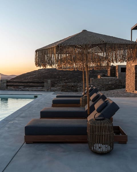 Swimming pool, Sunset, sunbed
