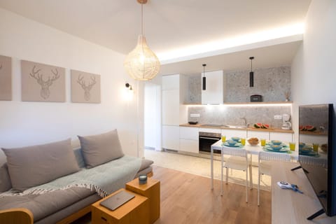 Kitchen or kitchenette, Living room, Seating area, Dining area, pet friendly, stove