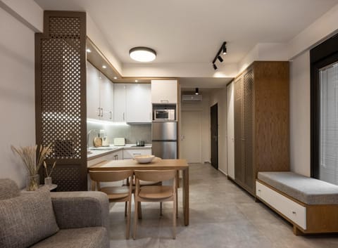 Kitchen or kitchenette, Living room, Seating area