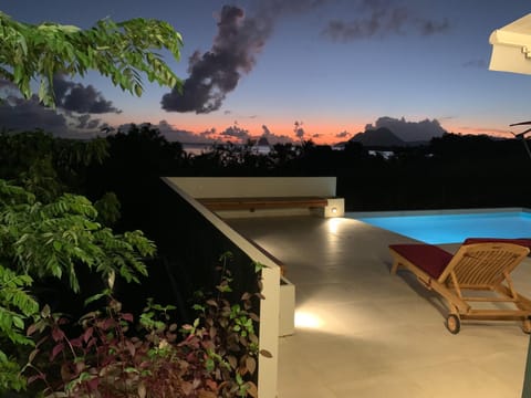 Patio, Pool view, Sunset