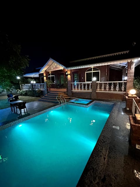 Property building, Night, Pool view, Swimming pool