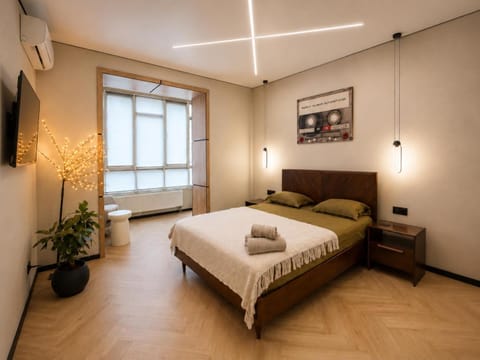 Bed, TV and multimedia, Photo of the whole room, Bedroom, towels, air conditioner