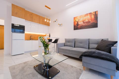 Kitchen or kitchenette, Living room, Seating area