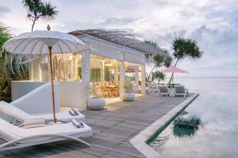 Patio, Natural landscape, Beach, Pool view, Sea view, Swimming pool, sunbed