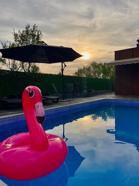 Natural landscape, Pool view, Swimming pool, Sunset, sunbed