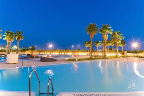Night, Pool view, Swimming pool