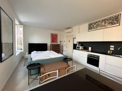 Bed, TV and multimedia, Kitchen or kitchenette, Living room, Photo of the whole room, Seating area, Bedroom, oven, pet friendly, stove