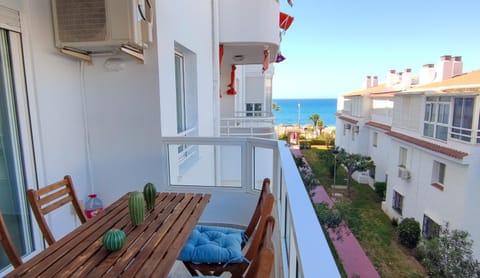 Property building, Facade/entrance, Day, View (from property/room), Balcony/Terrace, Dining area, Sea view