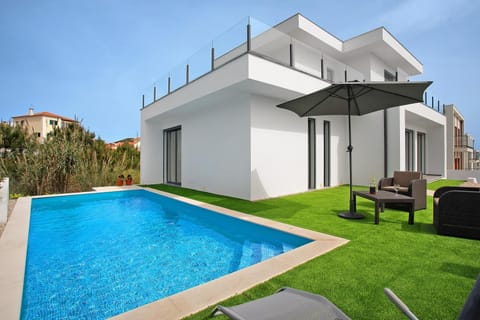 Property building, Living room, Swimming pool