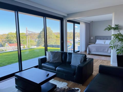 Living room, Seating area, Garden view