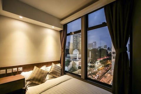 Bed, City view