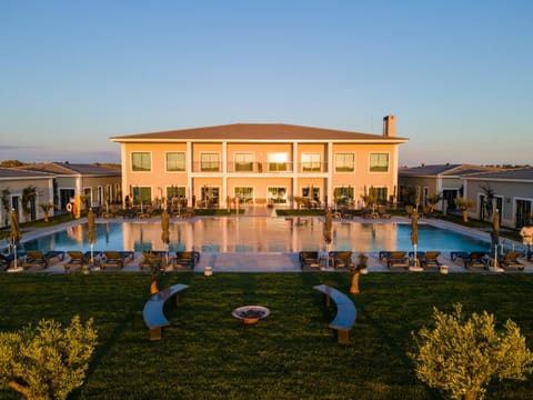 Property building, Swimming pool, Sunset