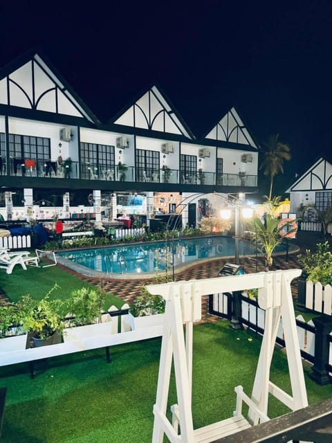 Property building, Night, Pool view, Swimming pool