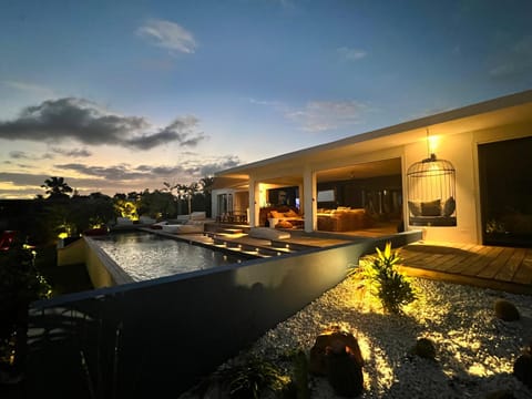 Patio, Night, Pool view, Swimming pool