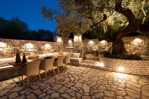 Patio, Night, Garden, Seating area, Dining area