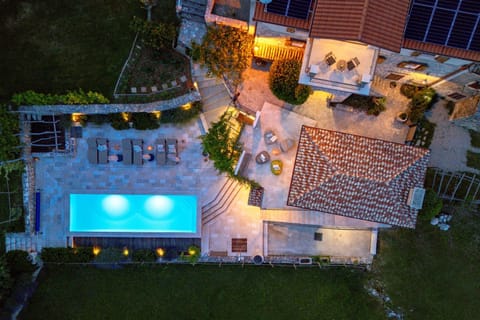 Property building, Night, Bird's eye view, Swimming pool