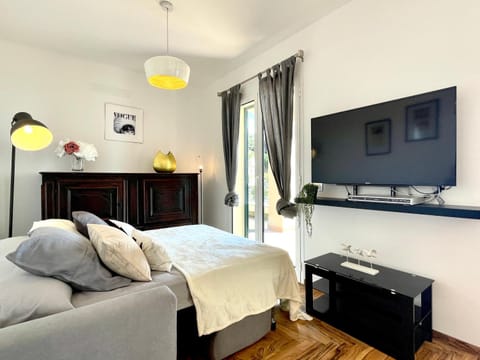 Bed, TV and multimedia, Living room, Photo of the whole room, Seating area, Evening entertainment, hair dresser