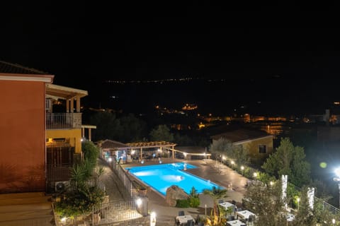 Night, Mountain view, Pool view