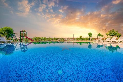 Patio, Swimming pool, Sunset