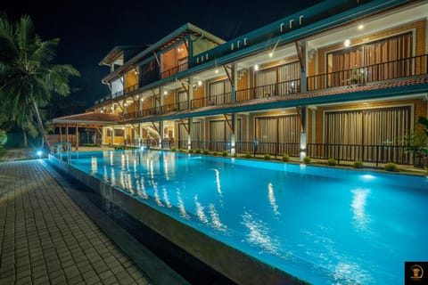 Night, Pool view, Swimming pool