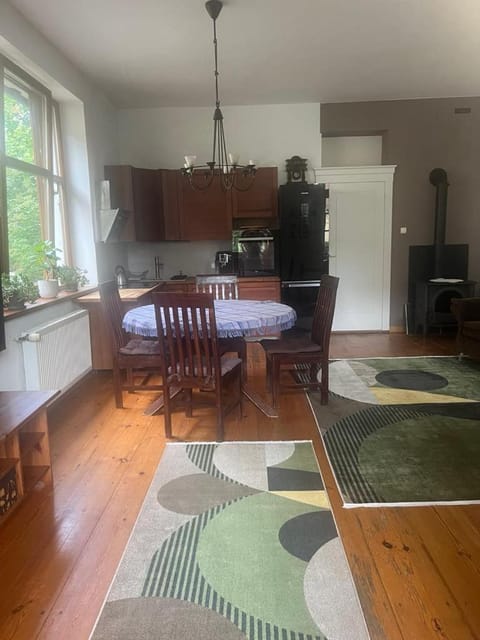 Kitchen or kitchenette, Living room, Dining area, stove