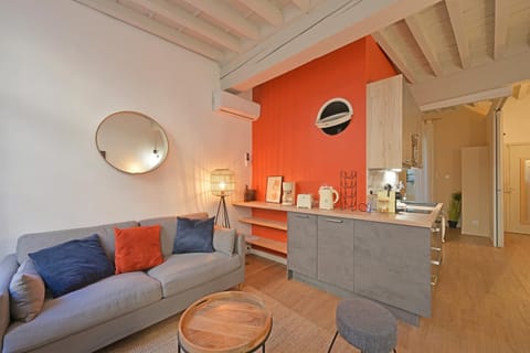 Living room, kitchen, air conditioner