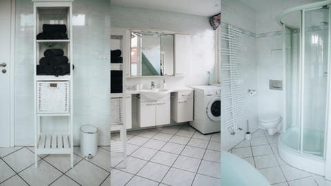 Shower, Toilet, Bathroom, washing machine, dryer