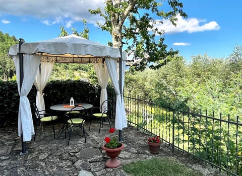 Property building, Patio, Spring, Garden, View (from property/room), Dining area, Garden view